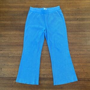 SUNNYSIDE BY SUNDRY Blue Waffle Knit Wide Leg Pants